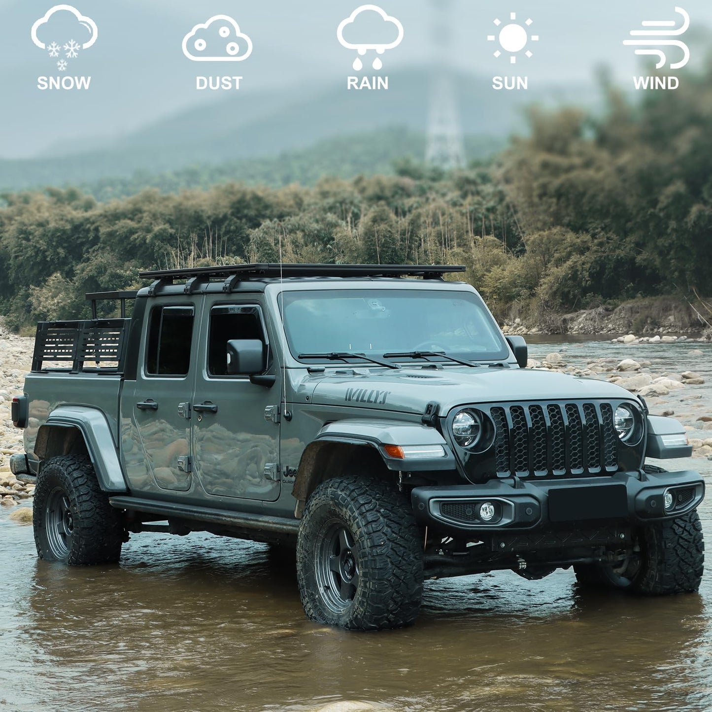 フロント&リアフェンダーフレア 2020-2023 Jeep Gladiator JT に対応、オフロードホイールフレアライナー 4 個 (Mojave と Rubicon には適合しません)